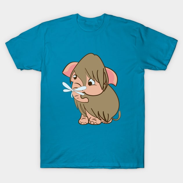 Baby Mammoth playing with dragonflies #1 T-Shirt by belettelepink